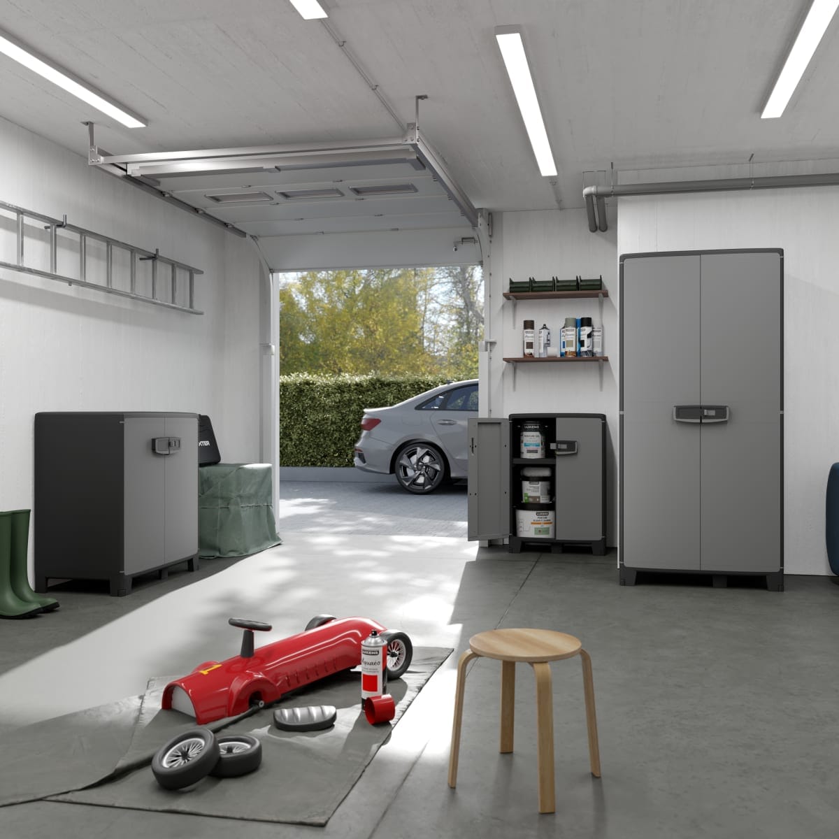 Bricocenter HIGH RESIN CUPBOARD 180X85X52CM BLACK GREY SPACEO