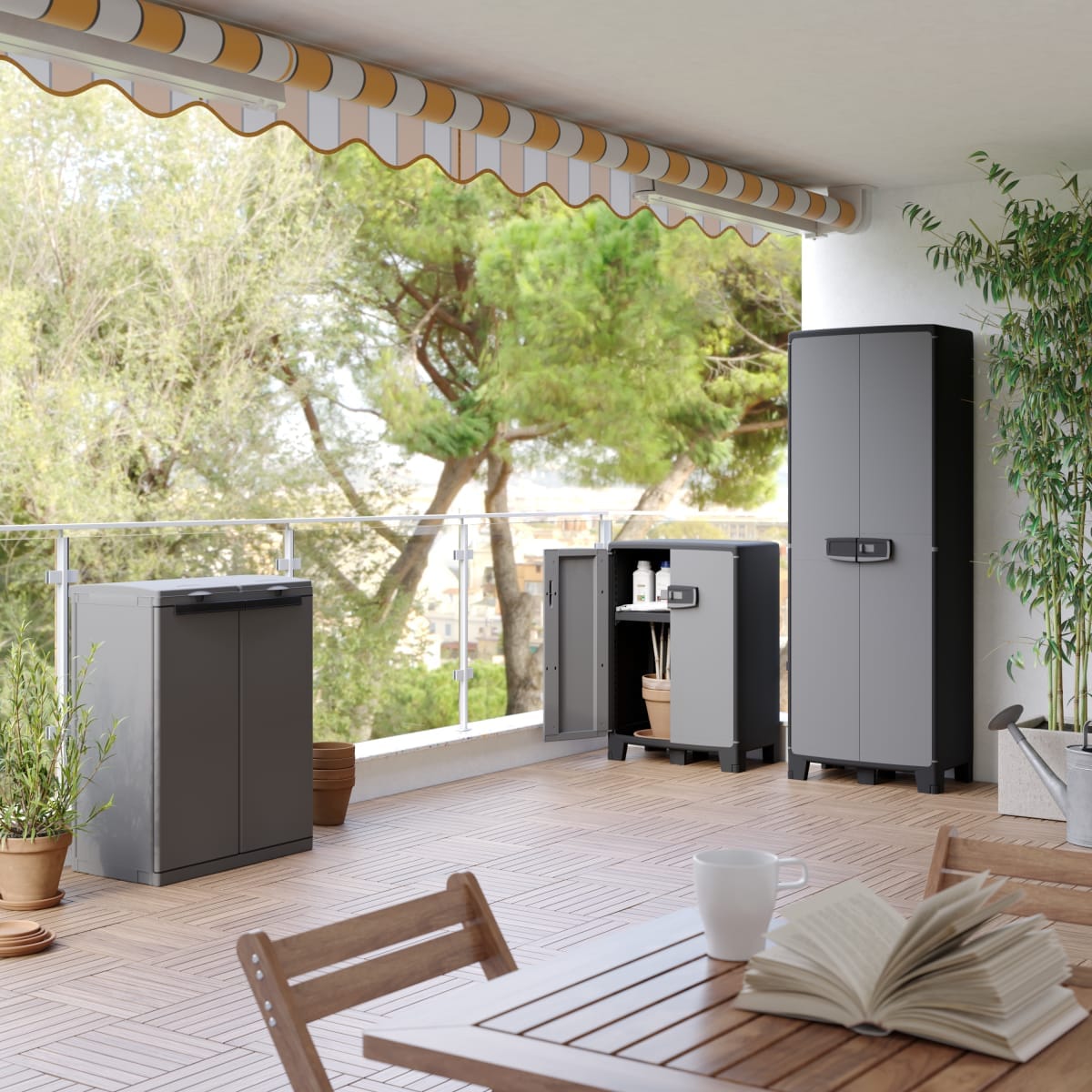 Bricocenter LOW RESIN CUPBOARD 93X65X39CM BLACK GREY SPACEO