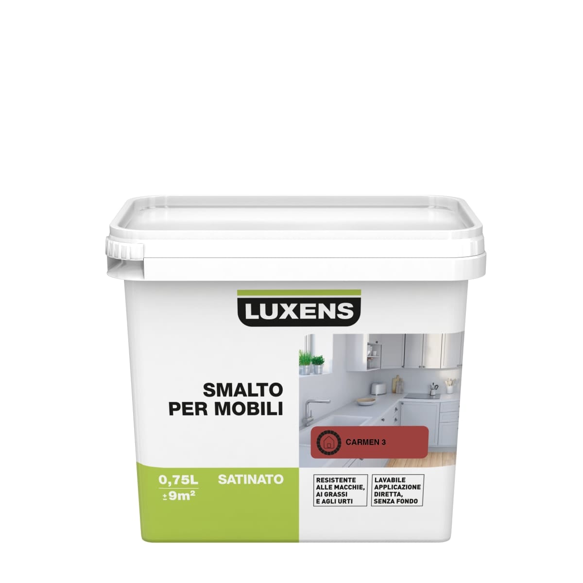 Bricocenter FURNITURE ENAMEL RED CARMEN 3 SATIN 750 ML LUXENS