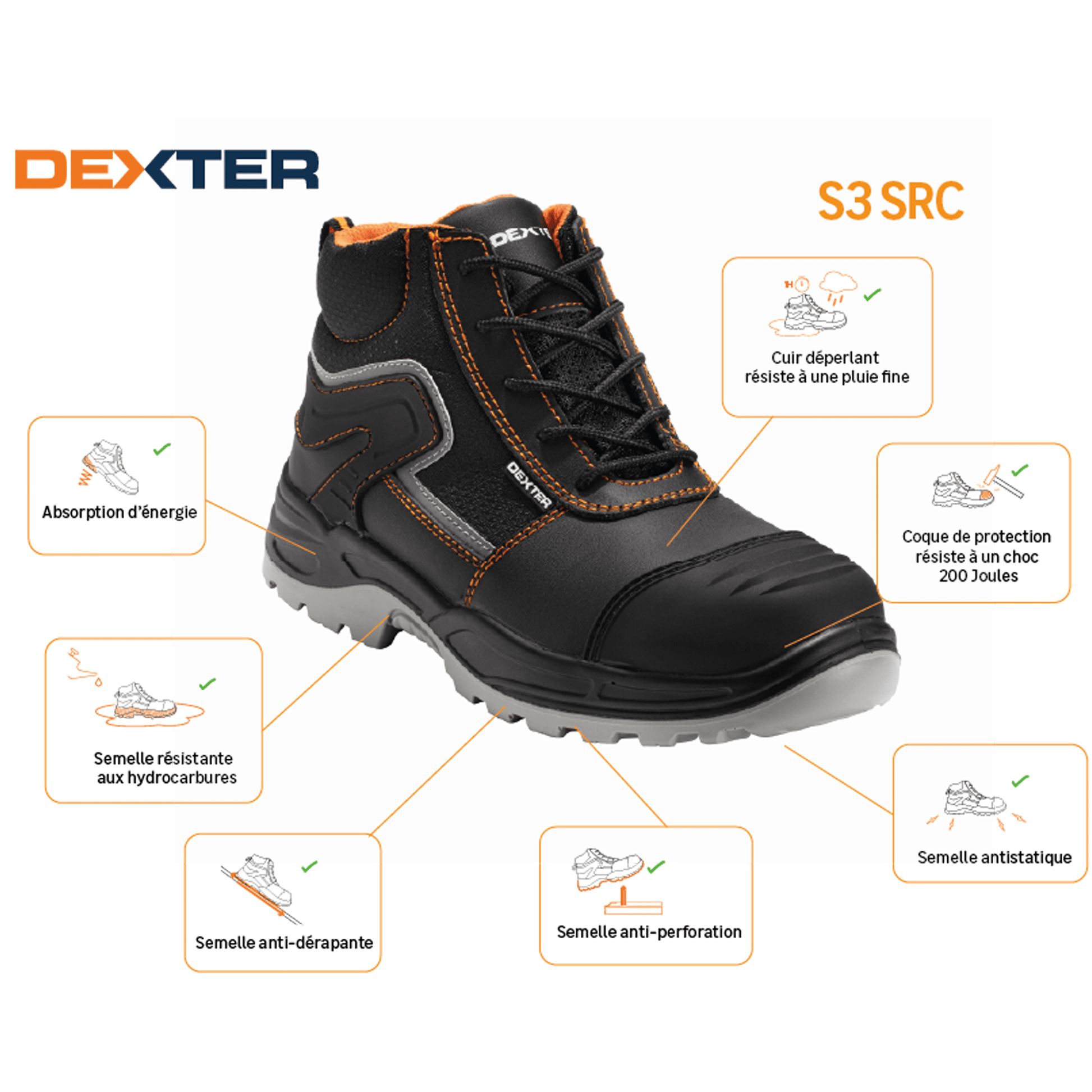 Bricocenter SAFETY SHOE NO.45 DEXTER HIGH S3