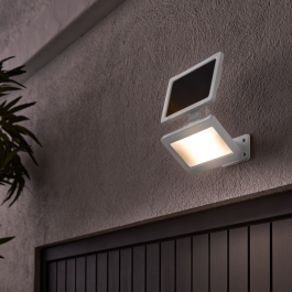 THOS SOLAR PROJECTOR ALUMINIUM WHITE 19.5X11.5X27CM 1000LM WITH IP MOTION SENSOR