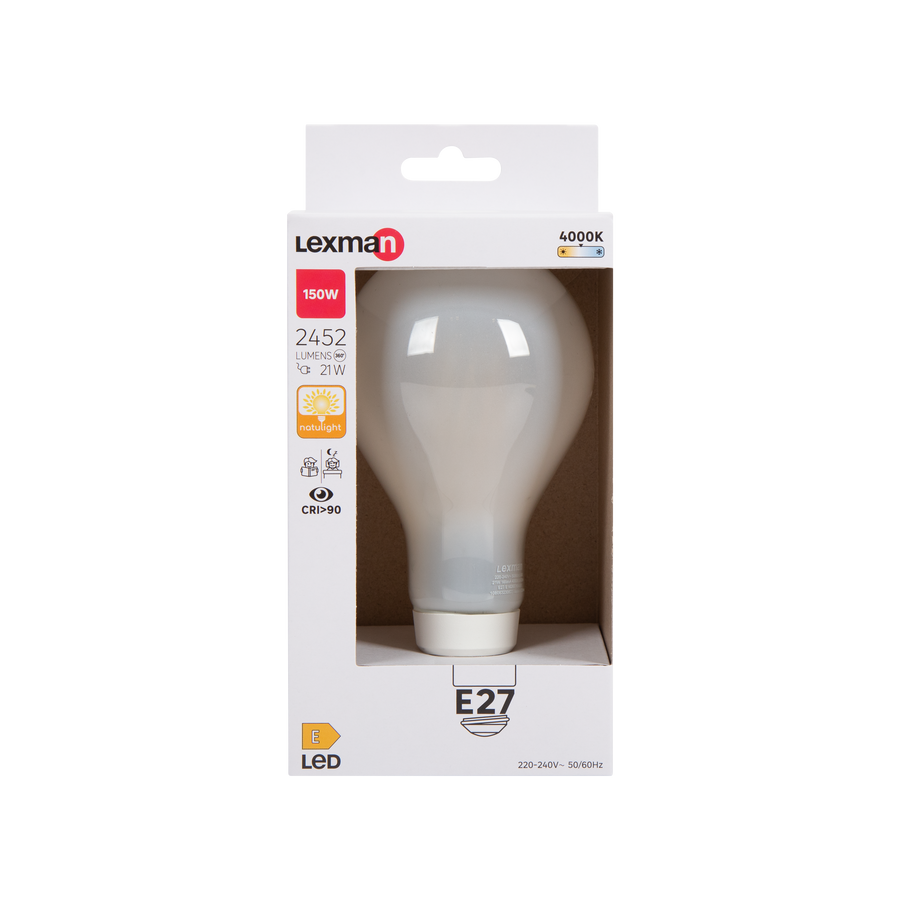 NATULIGHT LED BULB E27=150W FROSTED DROP NATURAL LIGHT