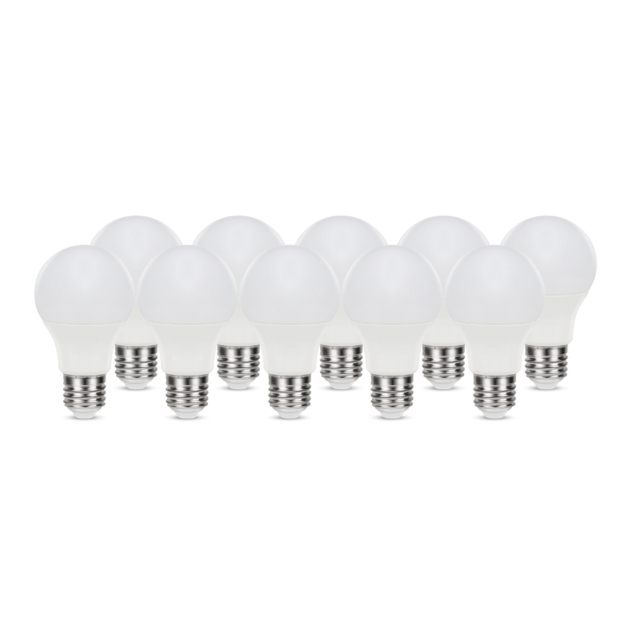 10 E27 LED bulbs = 60W, frosted teardrop shape, natural light