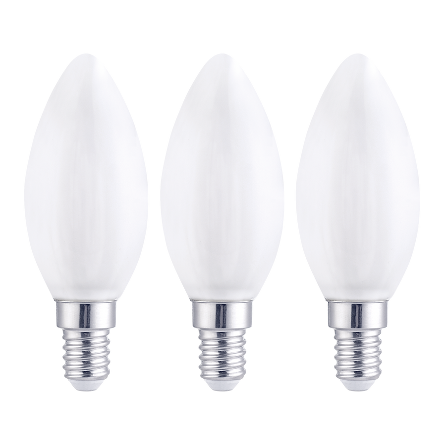 3 LED BULBS E14 =60W CANDLE FROSTED NATURAL LIGHT
