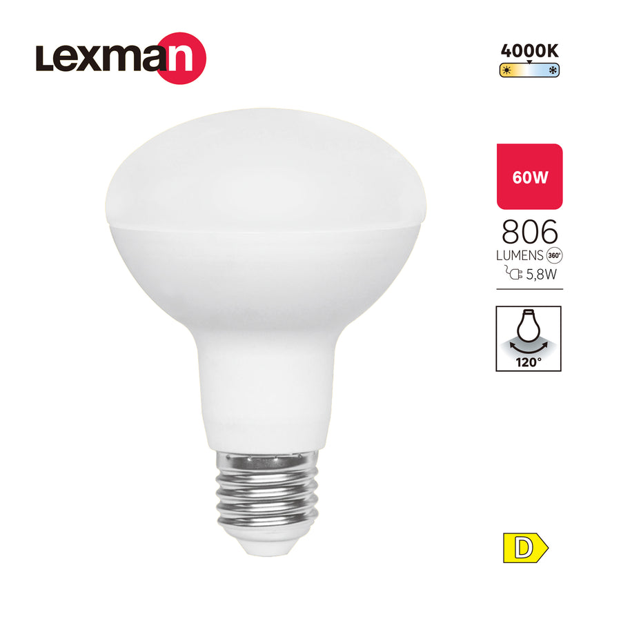 LED BULB E27=60W R80 NATURAL LIGHT