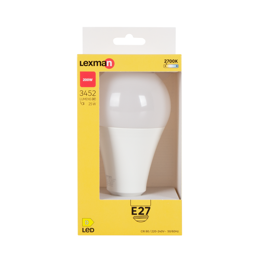 E27=200W FROSTED DROP LED BULB WARM LIGHT