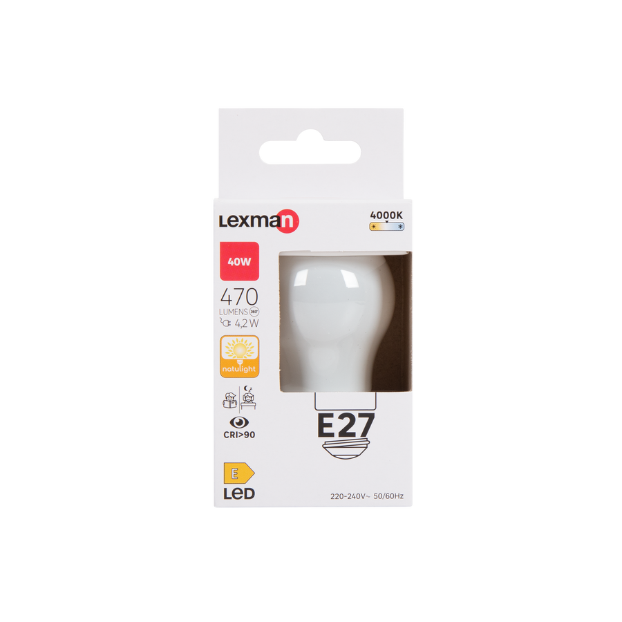 LAMPADINA LED NATULIGHT E27=40W SFERA SMERIGLIATA LUCE NATURALE