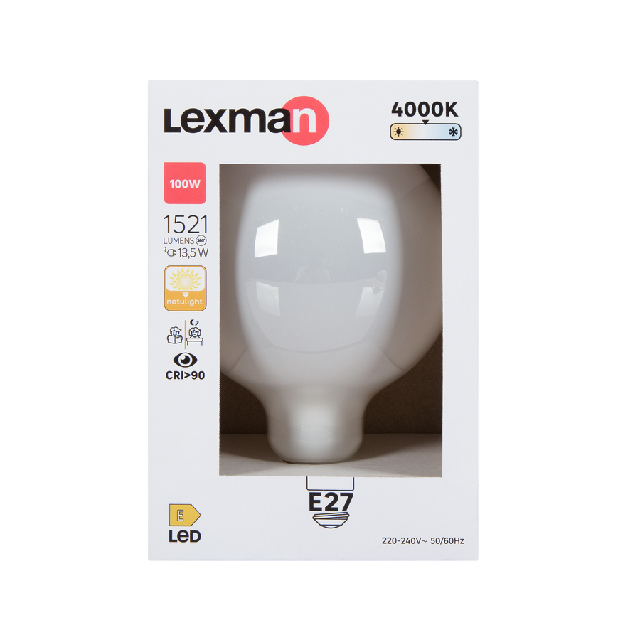 NATULIGHT LED BULB E27=100W GLOBE LARGE FROSTED NATURAL LIGHT