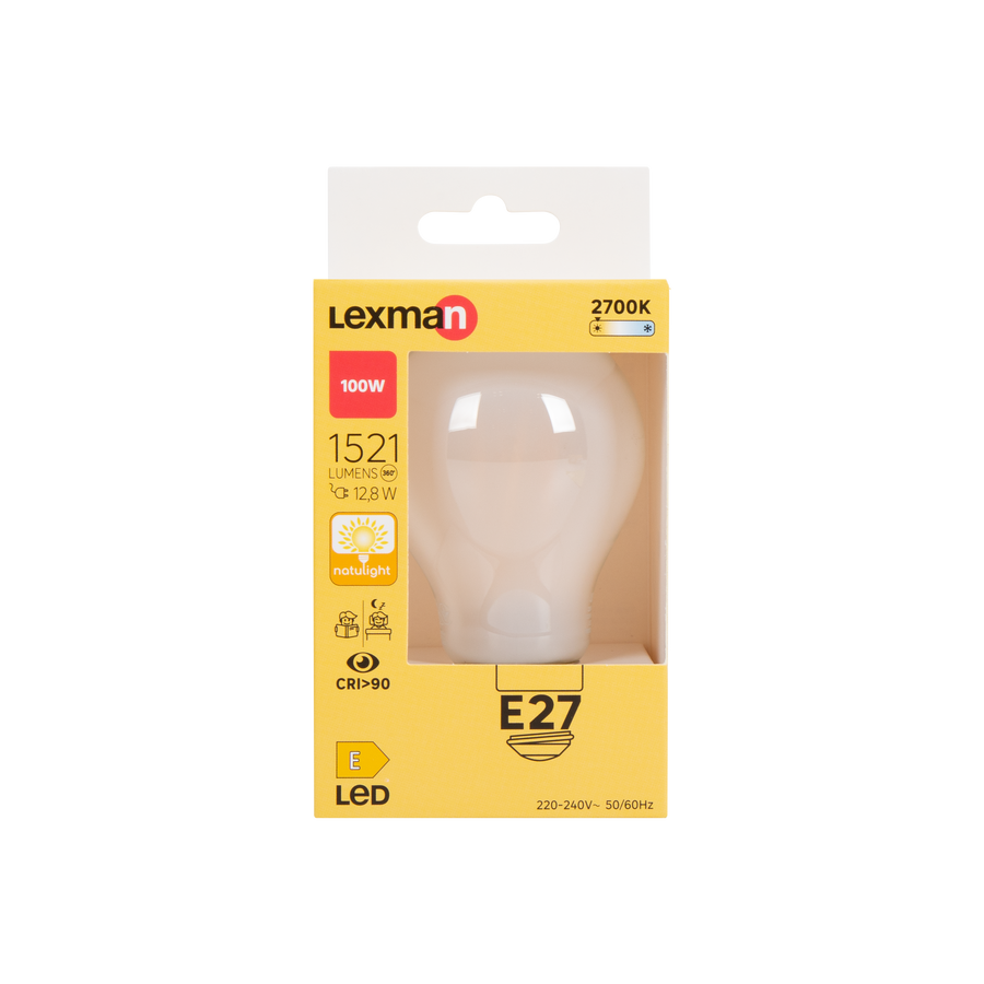 NATULIGHT LED BULB E27=100W DROP FROSTED WARM LIGHT
