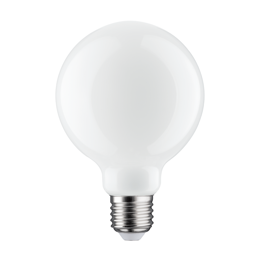 E27 LED bulb = 100W, large frosted globe, warm light