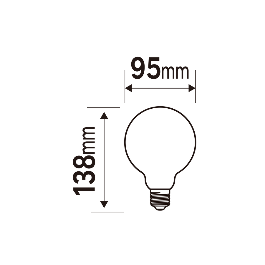 E27 LED bulb = 100W, large frosted globe, warm light