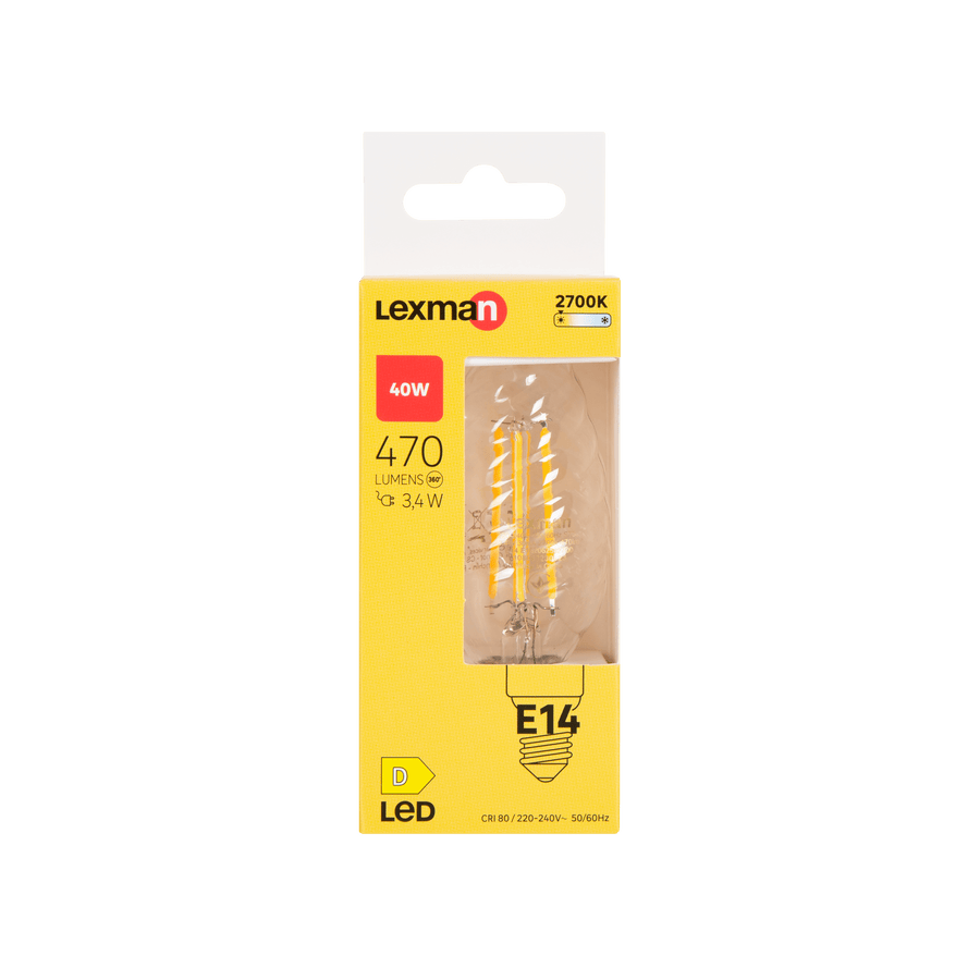 LED bulb e14=40w candle twist transparent warm light