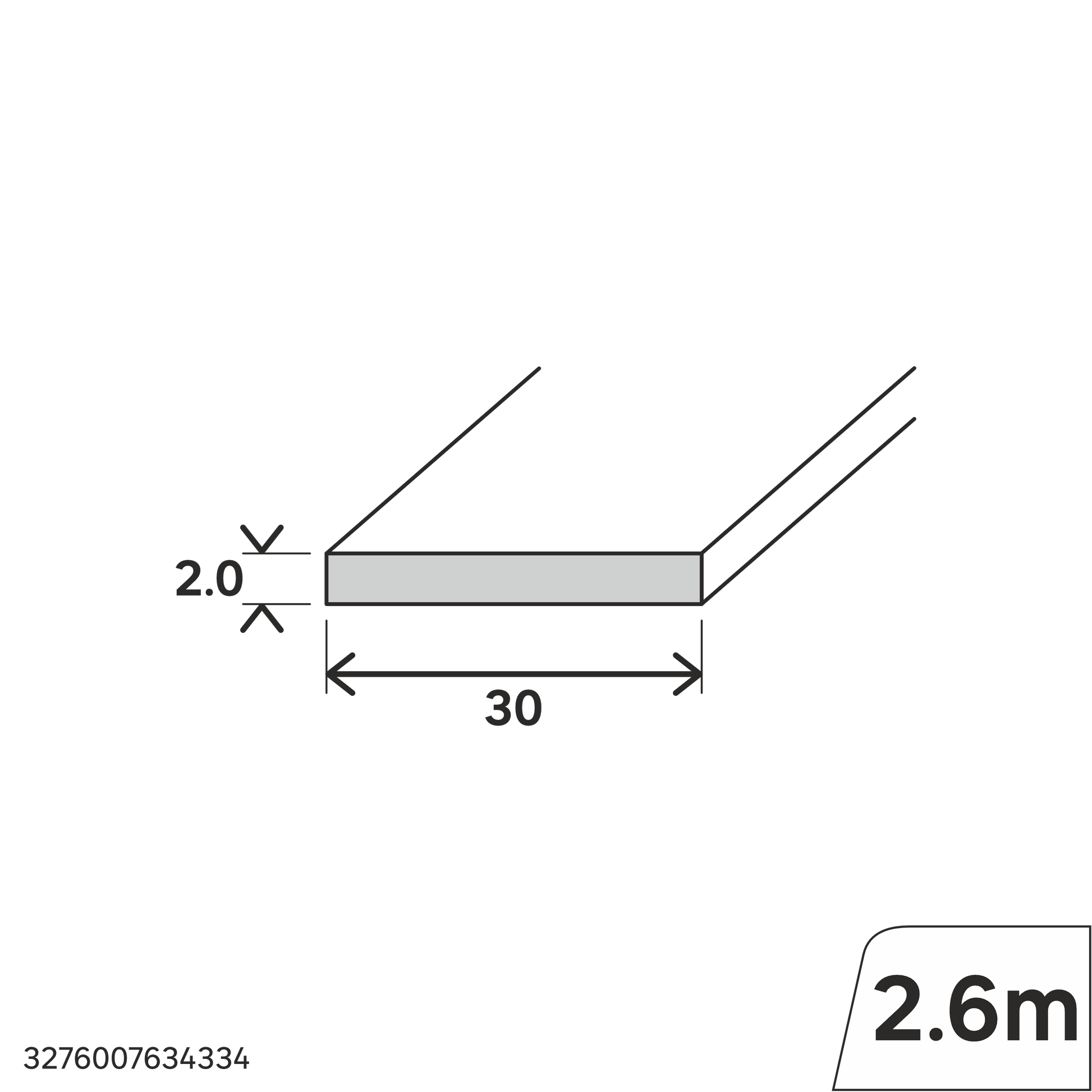 Bricocenter 30X2MM PVC FLAT PROFILE 2.6M OPAQUE WHITE