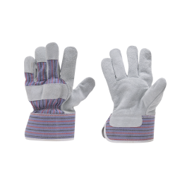 SIZE 9L POLYESTER LEATHER AND COTTON HANDLING GLOVES