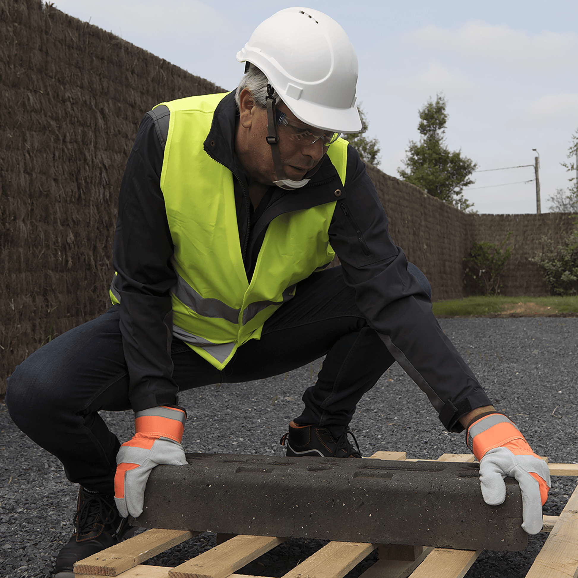 Bricocenter DEXTER HIGH VISIBILITY CONSTRUCTION GLOVES SIZE 9L POLYESTER AND COTTON