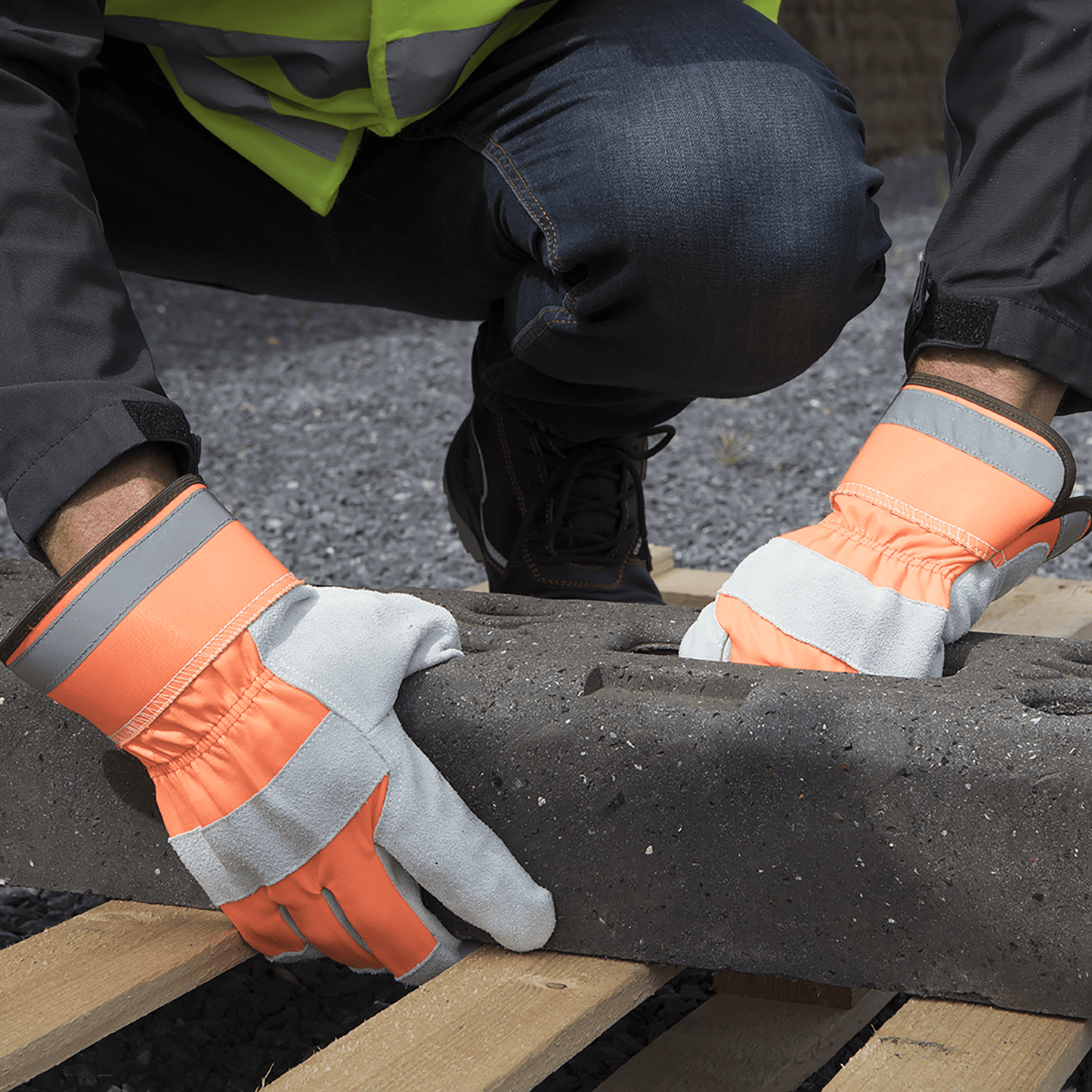 Bricocenter DEXTER HIGH VISIBILITY CONSTRUCTION GLOVES SIZE 10XL POLYESTER AND COTTON