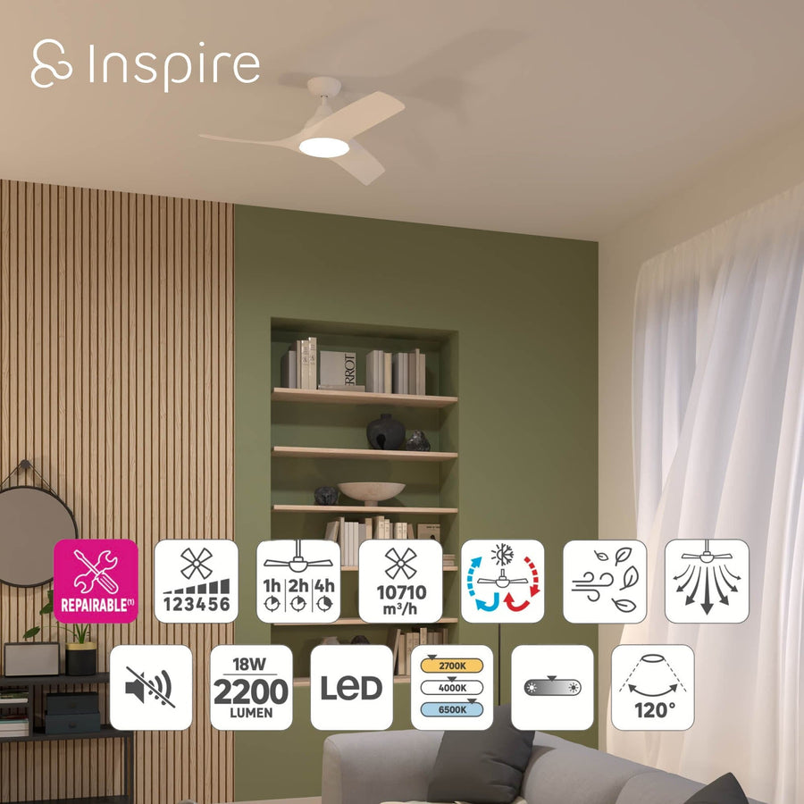 Bricocenter VENTILATORE DA SOFFITTO ARUBA PLUS BIANCO LED 18W D112 CCT DIMMERABILE