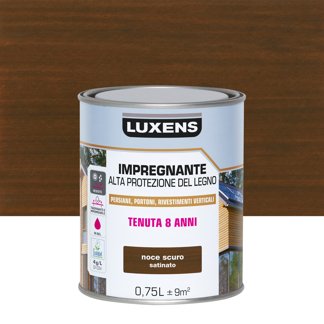 WATER-BASED WOOD PRESERVATIVE ANTIQUE WALNUT HIGH PROTECTION LUXENS 750 ML