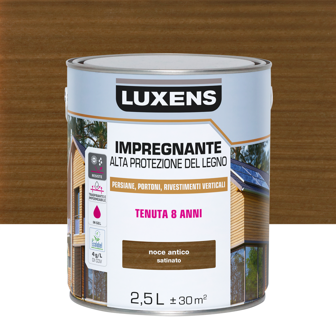 WATER-BASED WOOD PRESERVATIVE DARK WALNUT HIGH PROTECTION LUXENS 2.5 L