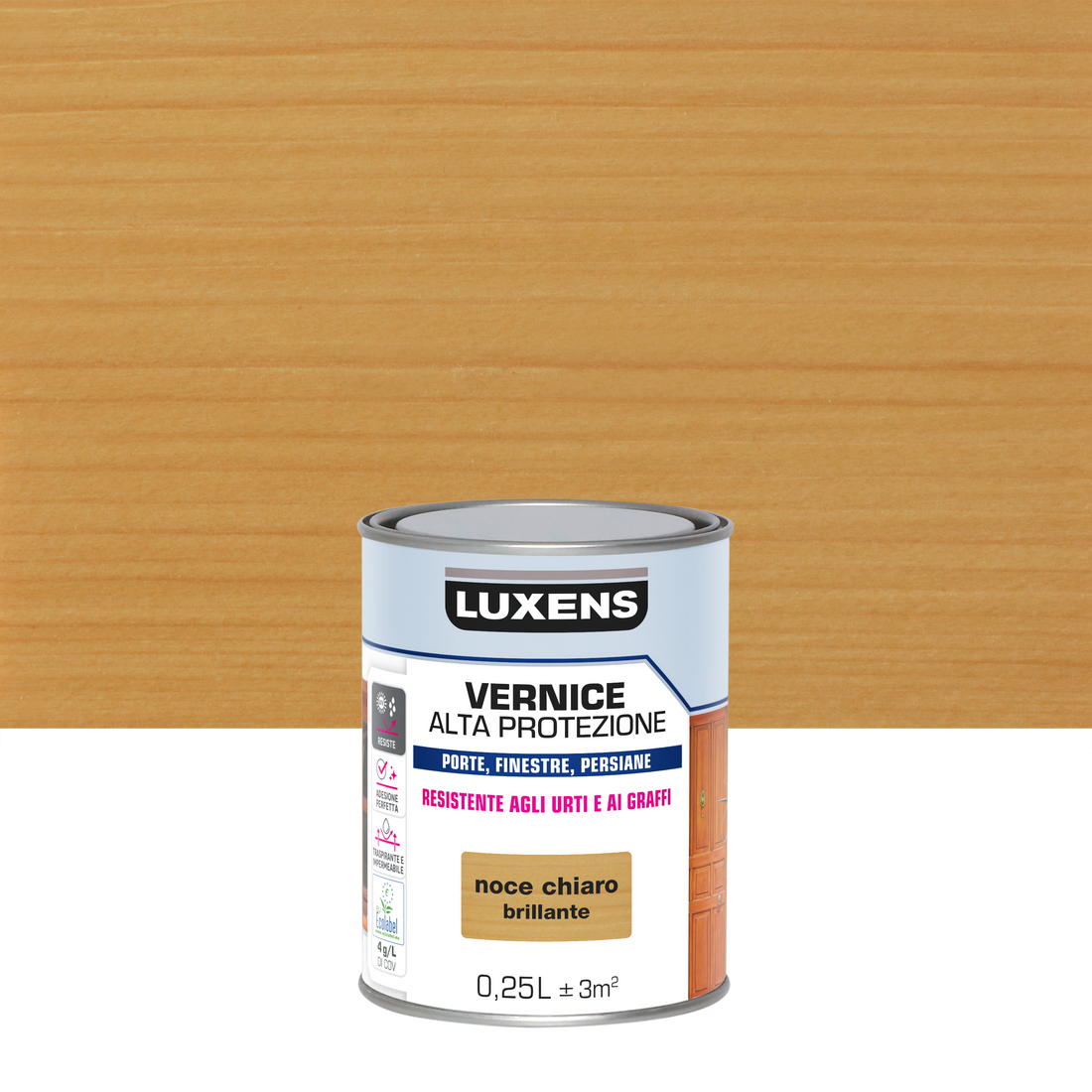 LUXENS WATER-BASED WOOD PROTECTION PAINT LIGHT WALNUT HIGH GLOSS HIGH PROTECTION 250 M