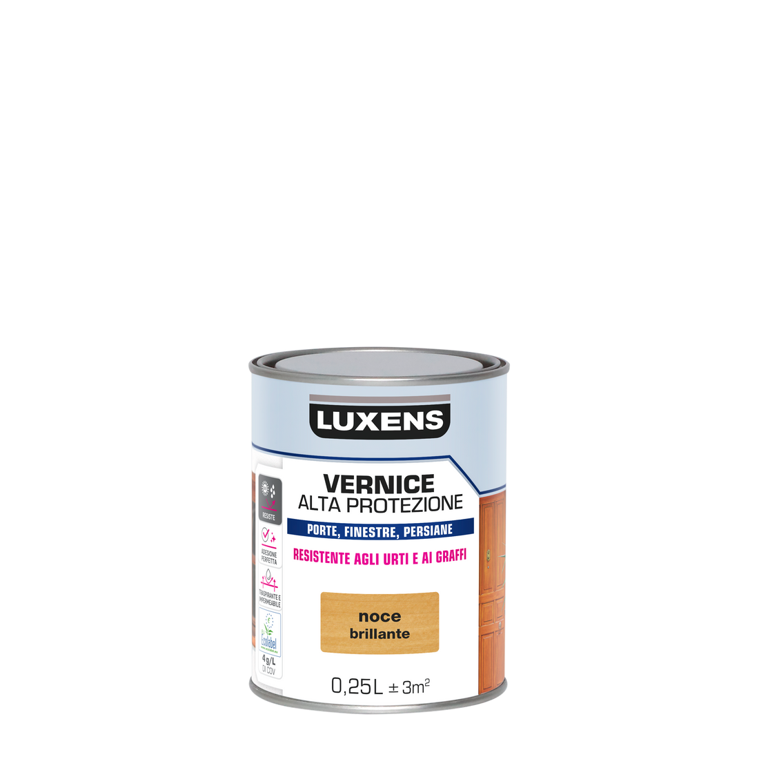 LUXENS HIGH-PROTECTION WALNUT HIGH-GLOSS WATER-BASED WOOD VARNISH 250 ML