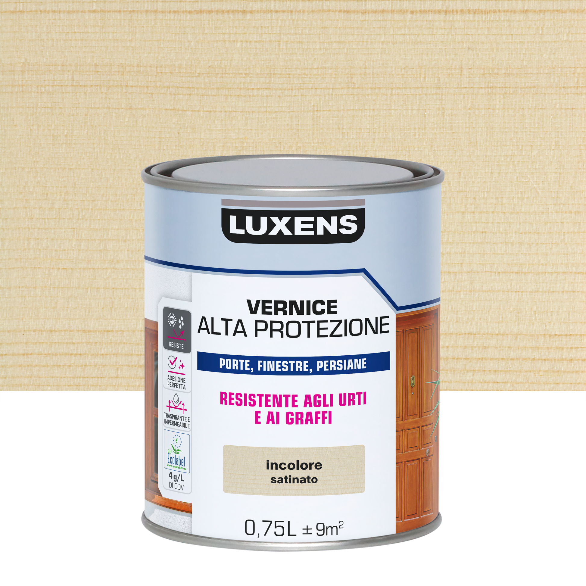 LUXENS HIGH-PROTECTION SATIN-FINISH COLOURLESS WATER-BASED WOOD VARNISH 750 ML
