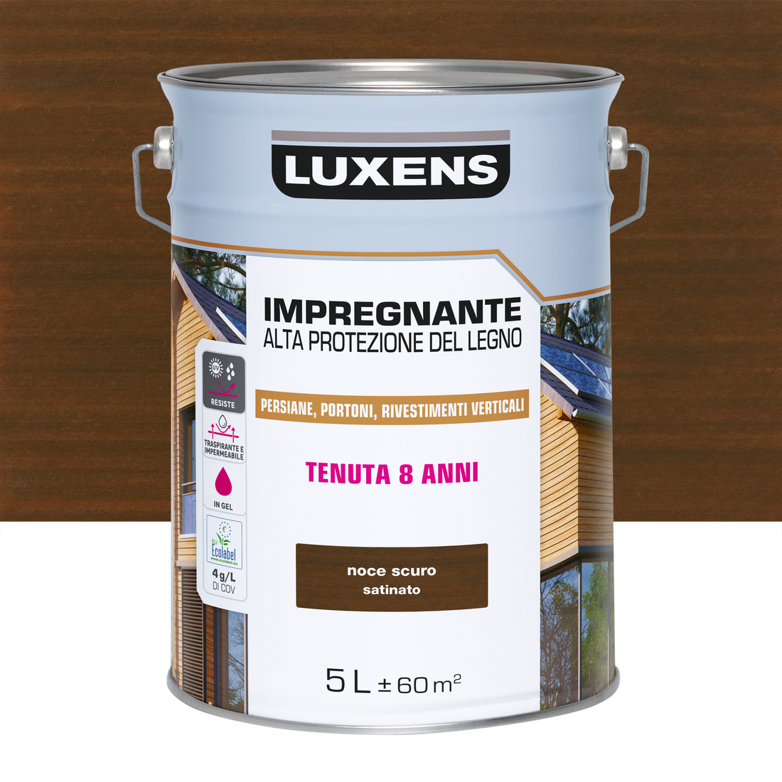 WATER-BASED WOOD PRESERVATIVE ANTIQUE WALNUT HIGH PROTECTION LUXENS 5 LT