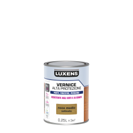 WATER-BASED WOOD PROTECTIVE VARNISH MEDIUM WALNUT SATIN HIGH PROTECTION LUXENS 250 ML