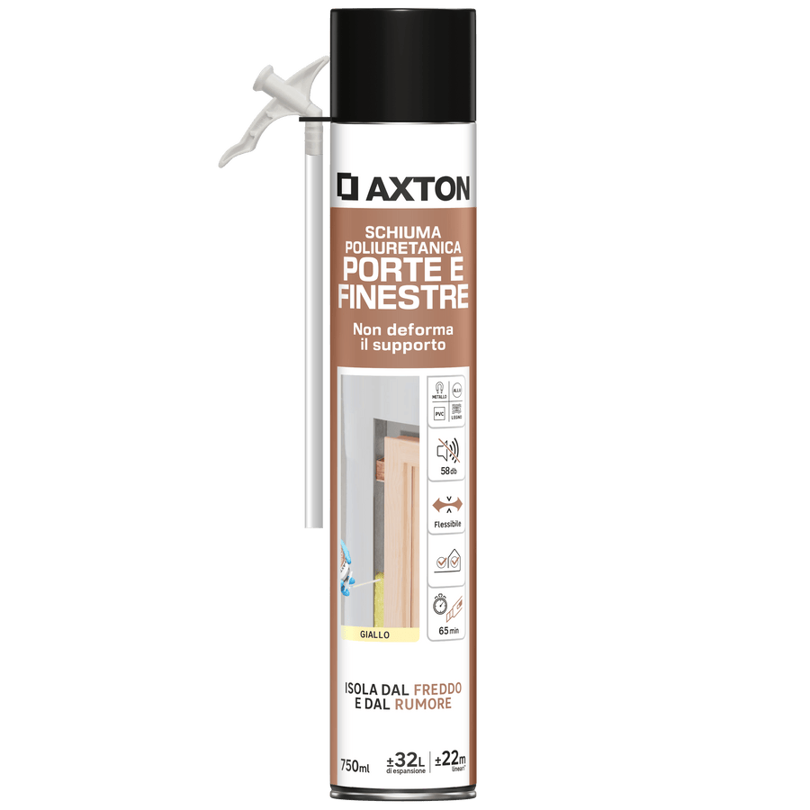 Bricocenter POLYURETHANE WINDOW AND DOOR FILLING FOAM WITH STRAW AXTON 750ML