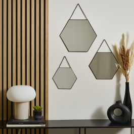 SET 3 HEXAGONAL MIRRORS 20-25-30CM