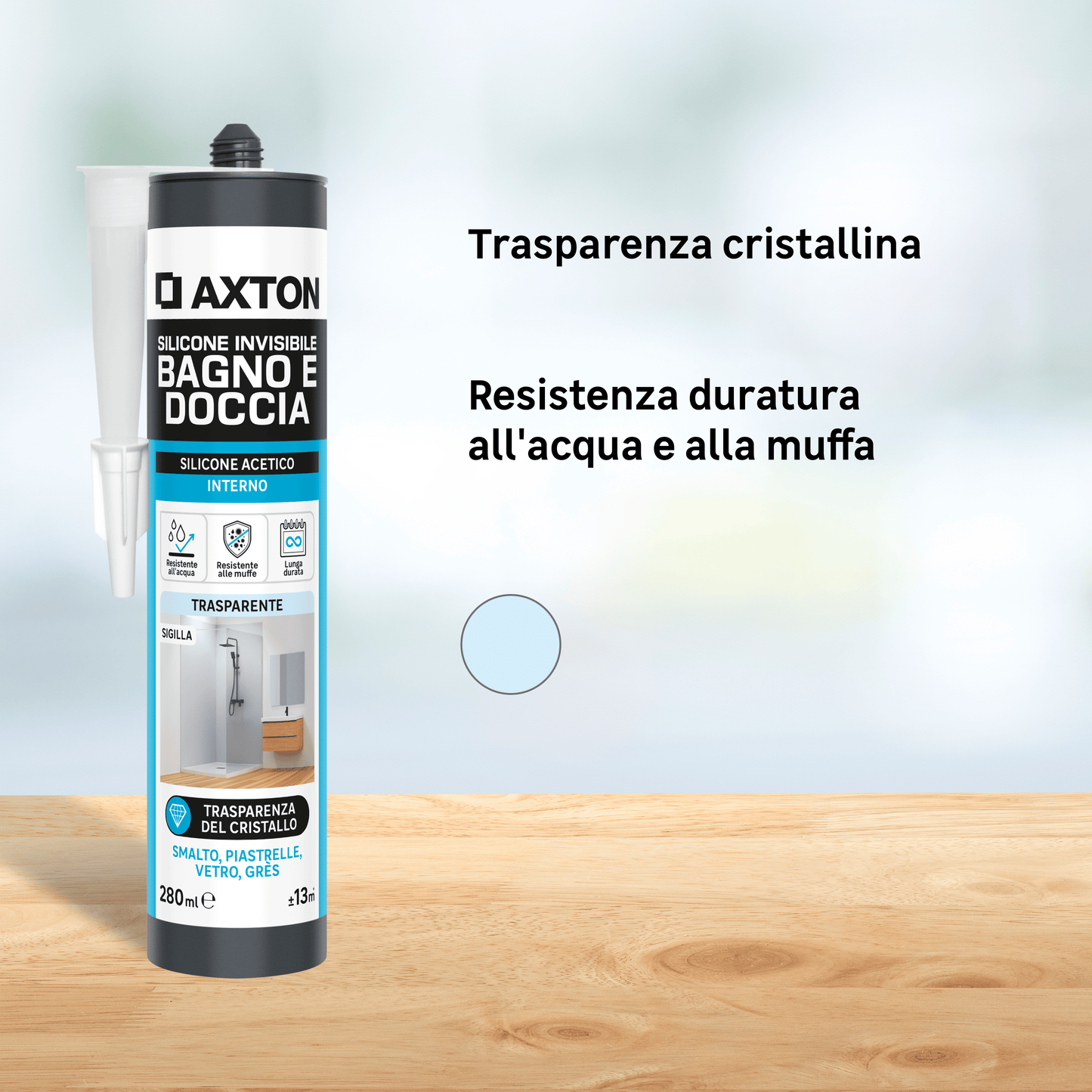 Bricocenter ACETIC SILICONE BATHS AND SHOWERS INVISIBLE AXTON 280 ML