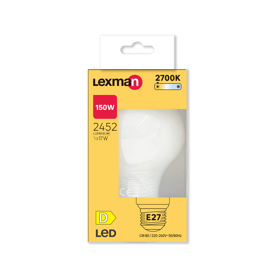 E27 LED bulb (equivalent to 150W), frosted teardrop shape, warm white