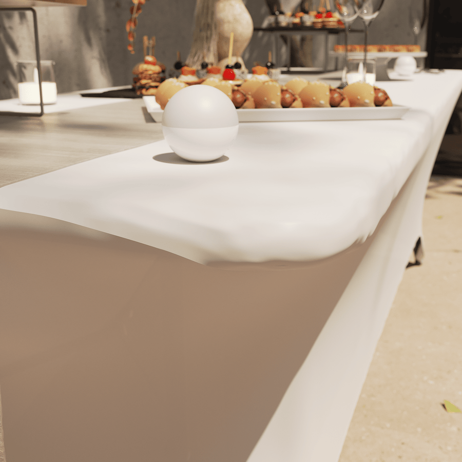 Rectangular tablecloth, 190 g/m² white polyester fabric, 183 x 74 cm