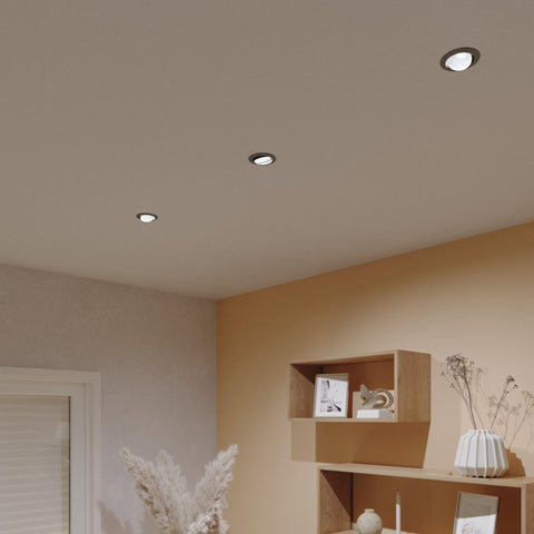 Set of 3 Clane recessed spotlights, nickel aluminium, D8.2 cm, LED GU10=6W, natural light, adjustable