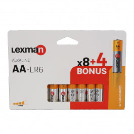 8 + 4 FREE AA ALKALINE BATTERIES