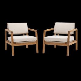 SET OF 2 NATERIAL OASIS ARMCHAIRS IN FSC ACACIA AND ROPE CUSHIONS INCLUDED