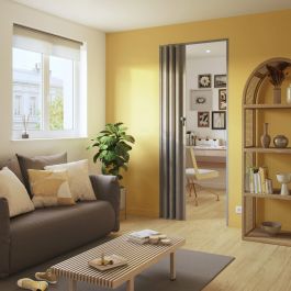 DARIA PVC GRAY OAK FOLDING DOOR 85X214CM KEY LOCK