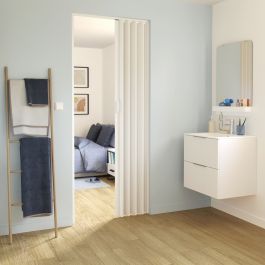 OPAQUE WHITE PVC FOLDING DOOR 85X214CM MAGNETIC LOCK