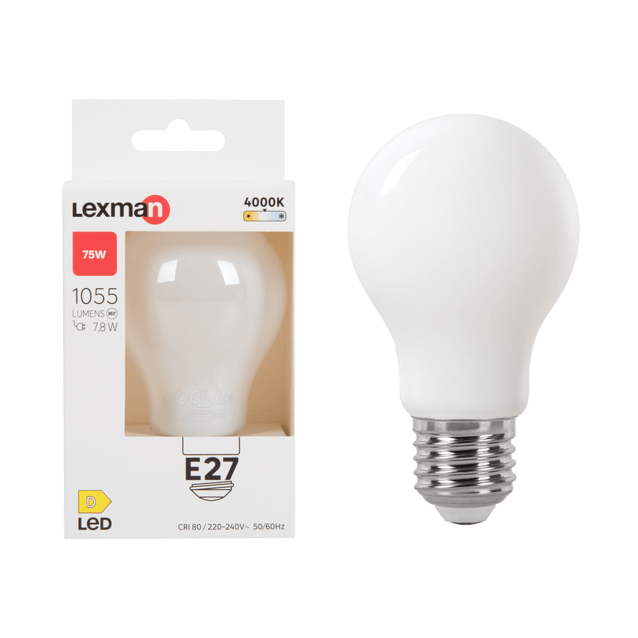 E27=75W FROSTED DROP LED BULB NATURAL LIGHT