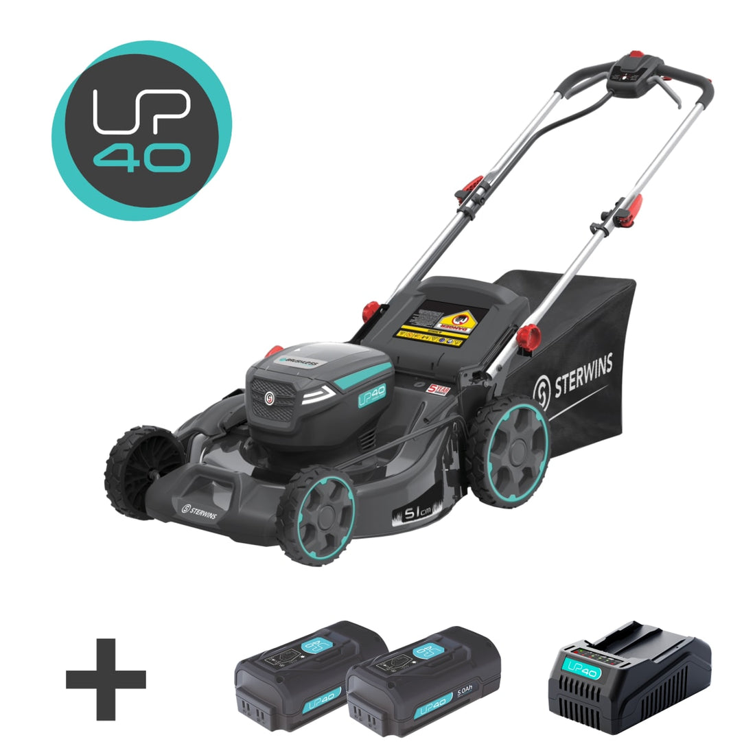 KIT UP40 BATTERY MOWER 51cm WITH 2 BATTERIES AND C.BATTERIES