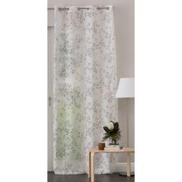 FLOWERY GREY FILTER CURTAIN 140X280 CM WITH EYELETS