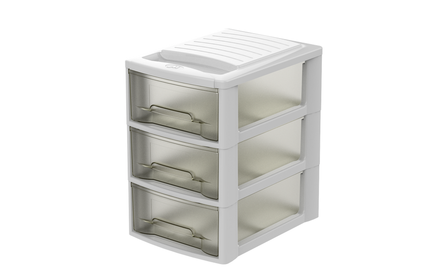 Mini desk tray 3 drawers a5 l19xp28xh26cm anthracite grey plastic