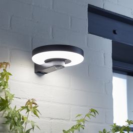 SOLAR WALL SCONCE TELDE ALLUMNIO BLACK LED 75W NATURAL LIGHT WITH MOTION SENSOR IP44