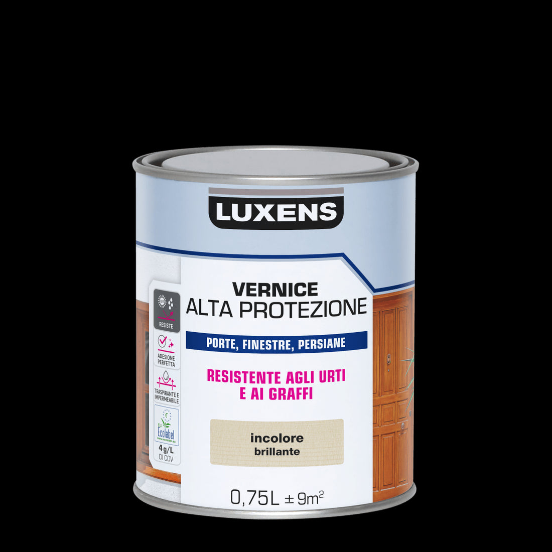 LUXENS HIGH-PROTECTION COLOURLESS HIGH-GLOSS WATER-BASED WOOD VARNISH 750 ML