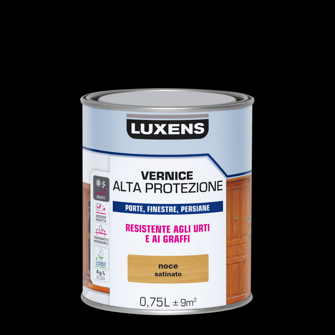 LUXENS HIGH-PROTECTION SATIN WALNUT WATER-BASED WOOD VARNISH 750 ML