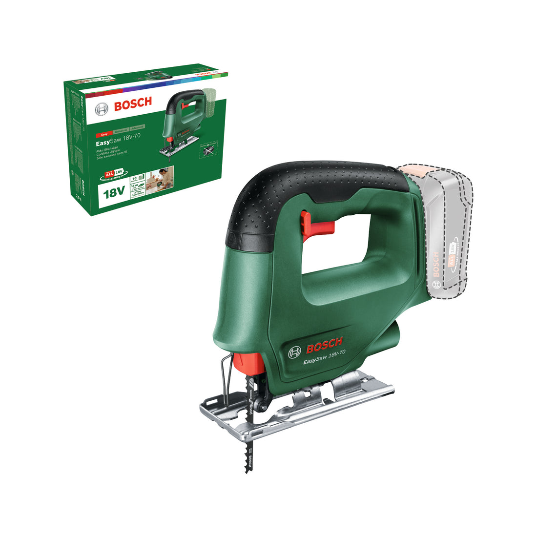 BOSCH EASY SAW 18V-70 JIGSAW, WITHOUT BATTERY AND CHARGER