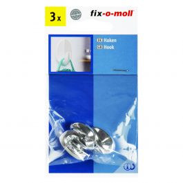3 SMALL OVAL SILVER-COLOURED ADHESIVE HOOKS