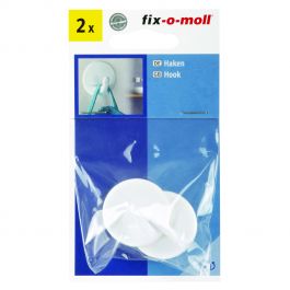 2 WHITE ADHESIVE HOOKS 34MM