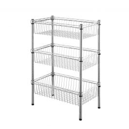 CHROME WIRE BOOKCASE IN KIT L60xP35xH90CM 3 RACKS DESKS - SPACEO
