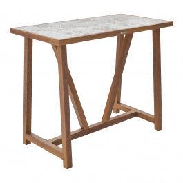 GAIA 4 SEATER 126X65.5 WOOD EFFECT TABLE WITH NATERIAL CERAMIC MOSAIC TOP